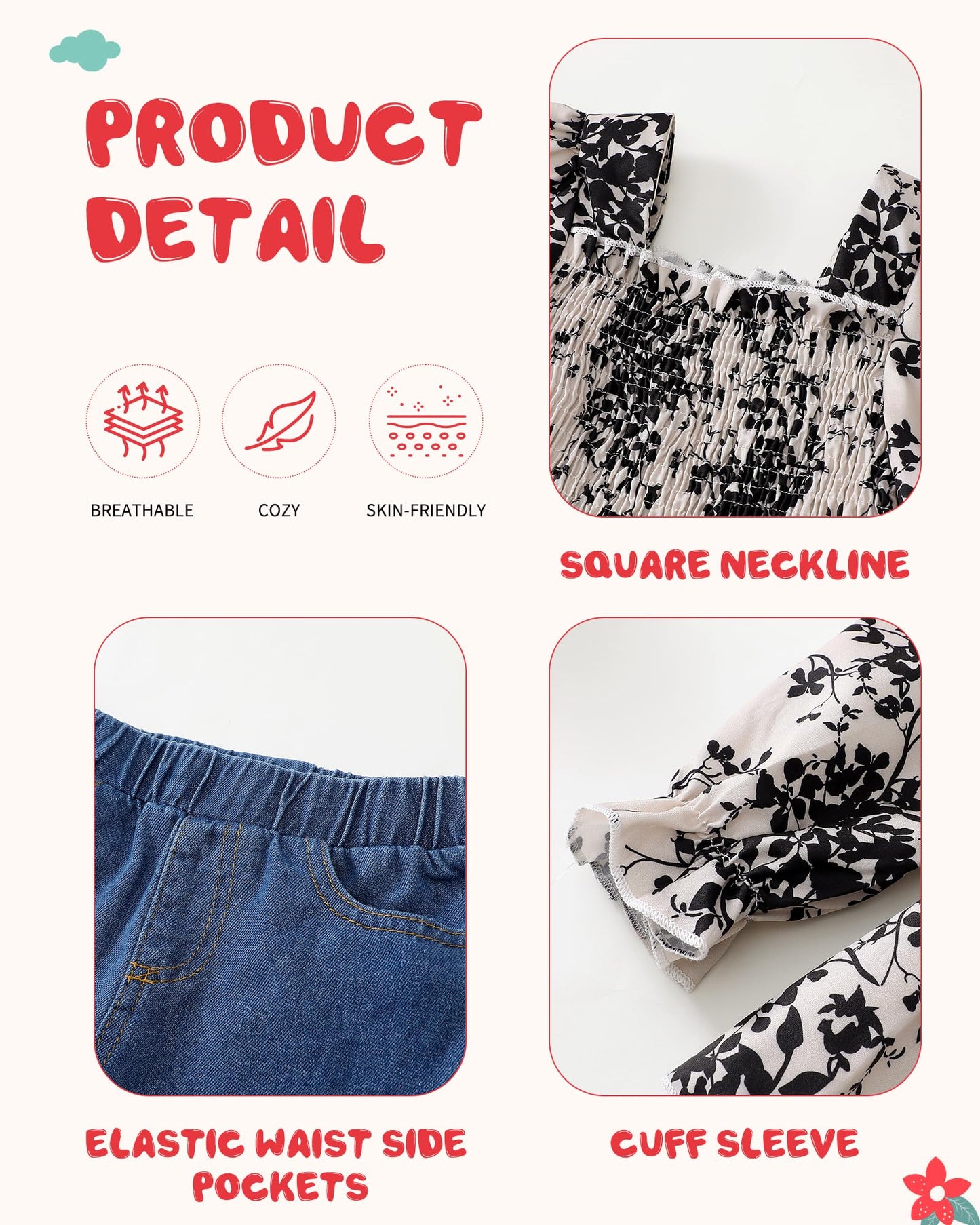 Kucnuzki Toddler Kids Girls Clothes Short Sleeve Shirt Top Flare Denim Jeans 2 Piece Outfits For Girls Cute Clothing Set