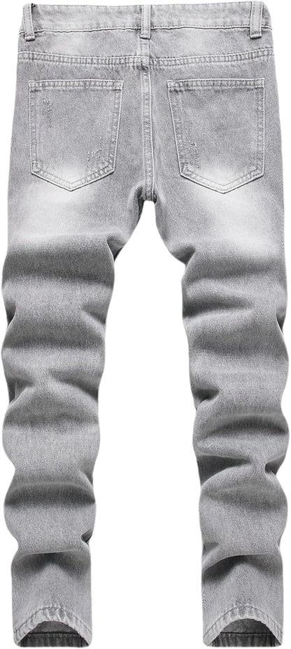 Boy's Ripped Jeans Stacked Skinny Fit Destroyed Distressed Fashion Comfy Denim Jeans Pants