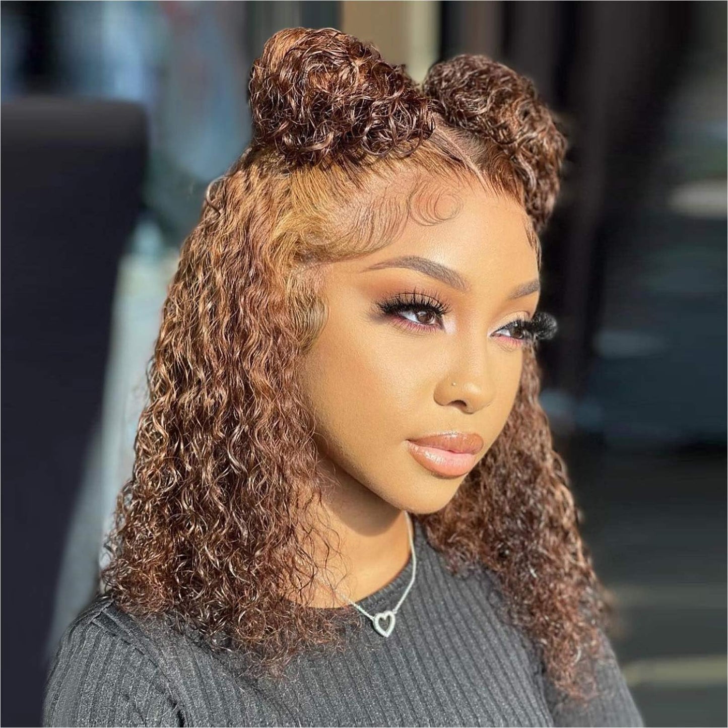 Curly Bob Wig Human Hair Deep Wave 13x4 HD Lace Front Wigs For Black Women Human Hair Pre Plucked Wear And Go Glueless Short Wet And Wavy Ombre Honey Blonde Highlight Color 4/27 14 Inch