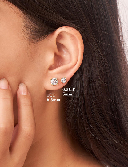 IMOLOVE Moissanite Stud Earrings for Women in Sterling Silver Hypoallergenic 1-3CT D Color Round Cut Moissante Earrings