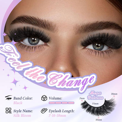 Mink Lashes Strip Eyelashes Volume False Eyelashes that Look Like Extensions Glamour Wispy Curly Fake Lashes 5 Pairs Pack