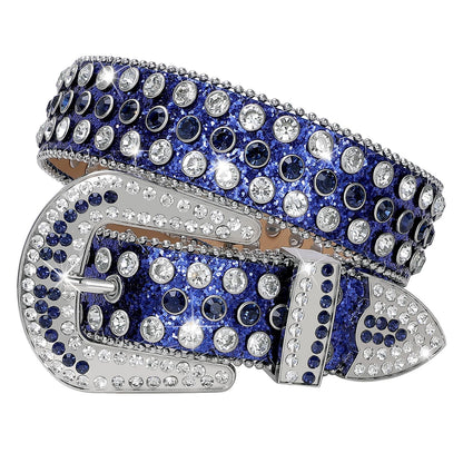 SUOSDEY Rhinestone Belt Unisex Sequin Strap Bling Crystal Western Studs Glitter Luxury Belt for Jeans Pants Dress