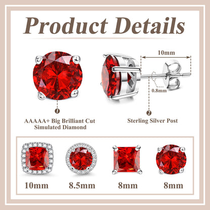 MILACOLATO Cubic Zirconia Stud Earrings for Women Men | 18K Gold Plated Hypoallergenic Sterling Silver Post Earrings | Big Brilliant Simulated Diamond CZ Halo Stud Earrings for Sensitive Ears