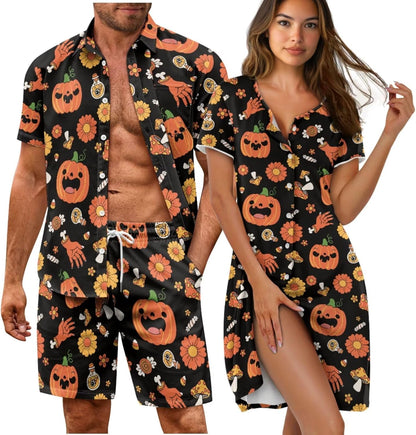 His and Her Pajamas for Couples Set Plus Size Button Down Pjs Nightgown Sleepwear Lounge Sets