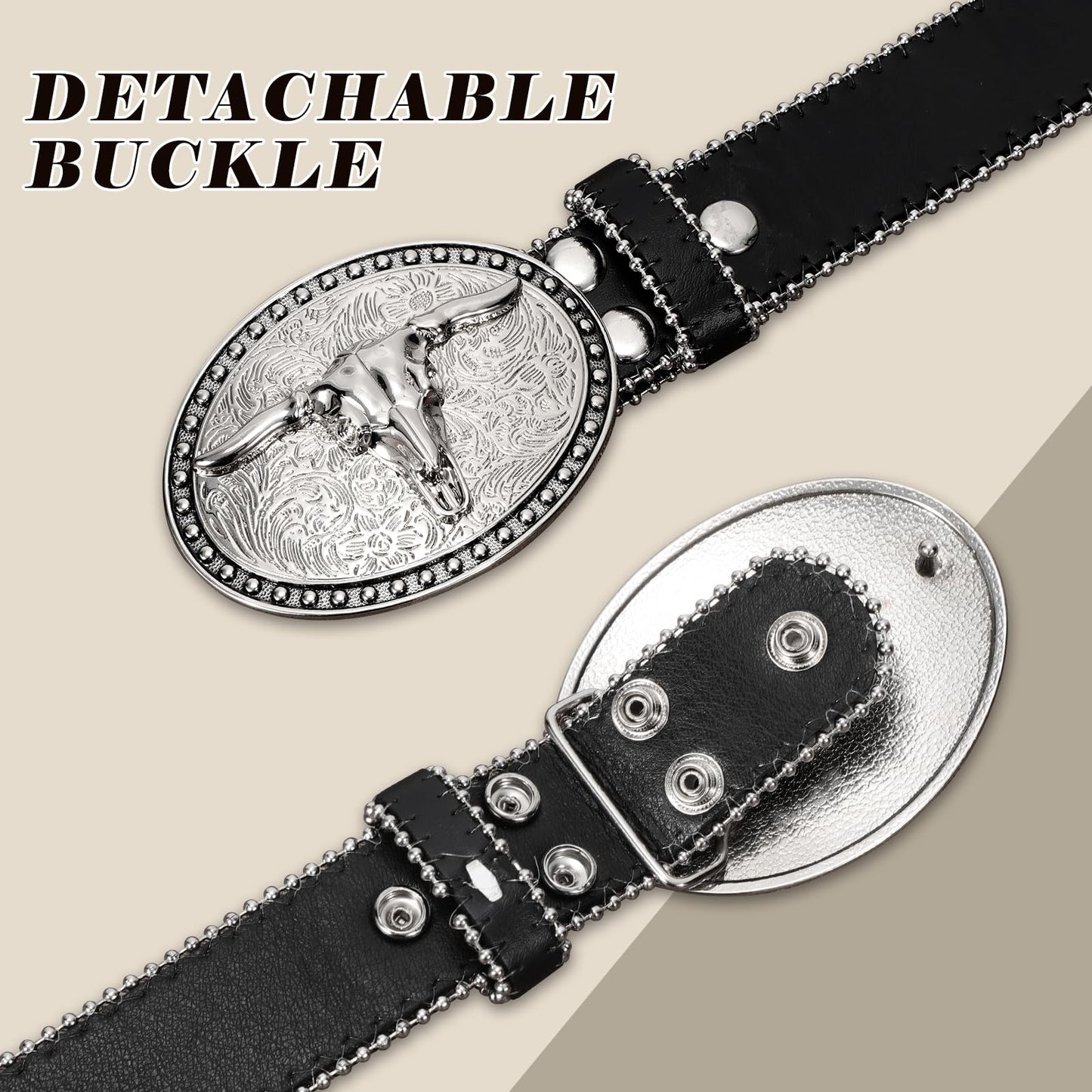 Cowboy Cowgirl Belts for Women Men Western Belts Punk Goth Belt PU Leather Belt With Western Buckle