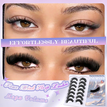 Mink Lashes Strip Eyelashes Volume False Eyelashes that Look Like Extensions Glamour Wispy Curly Fake Lashes 5 Pairs Pack