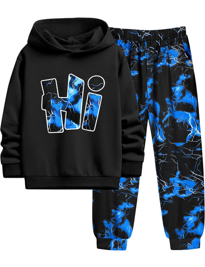 Boys Clothes Camo Boys Outfits Letter Printing Pullover Hoodie and Pants 2Pcs Winter Kids Clothes Boys for 7-14 Years