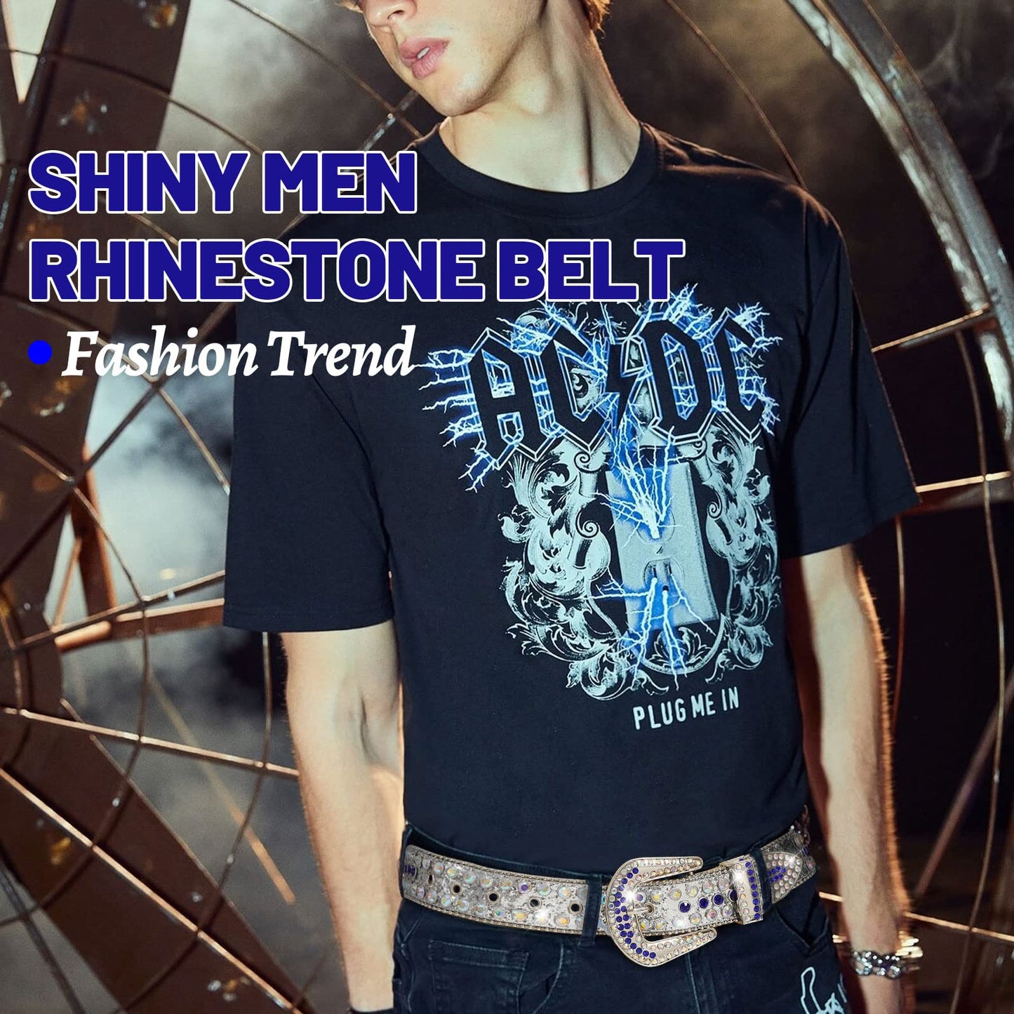 SUOSDEY Rhinestone Belt Unisex Sequin Strap Bling Crystal Western Studs Glitter Luxury Belt for Jeans Pants Dress