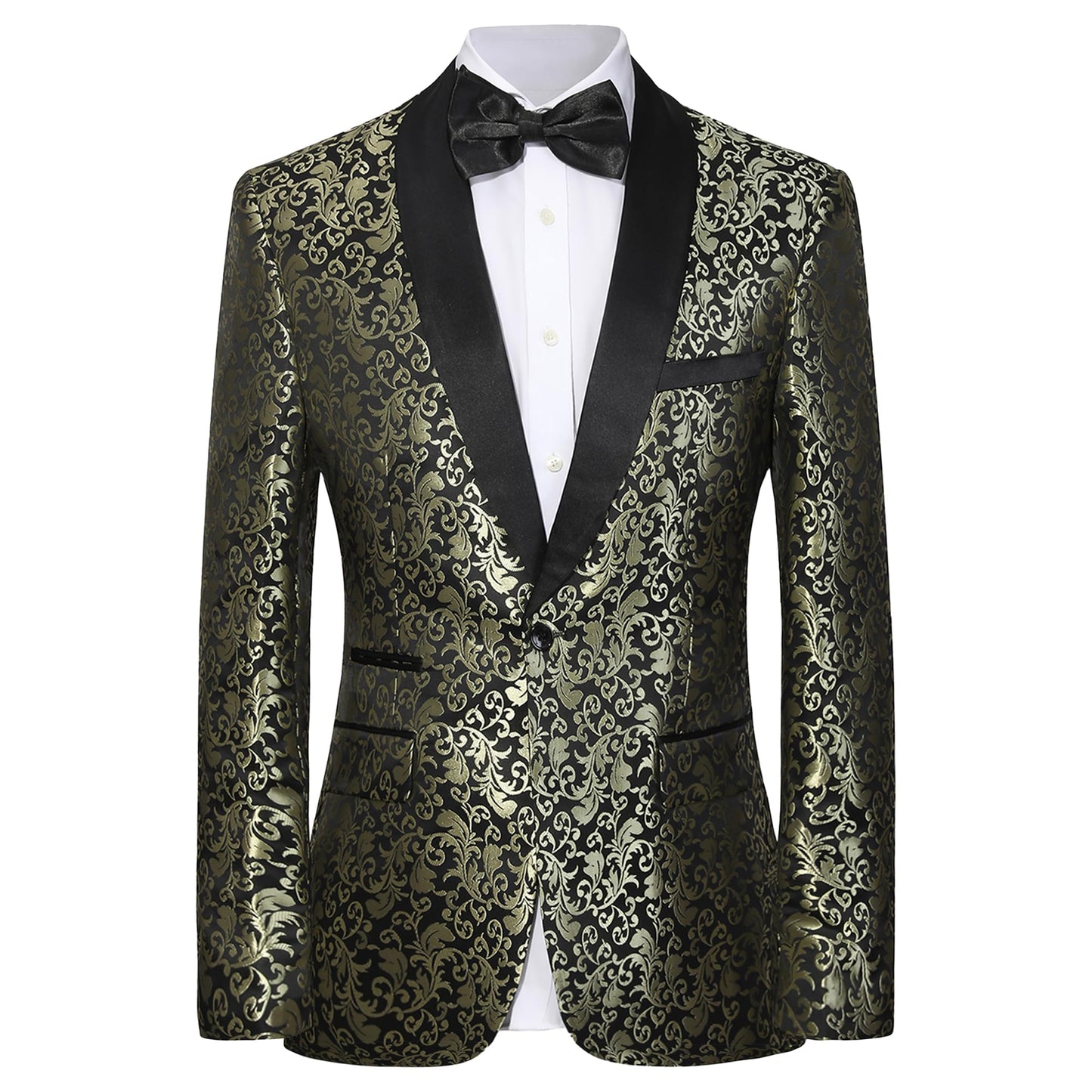 Men's Floral Dinner Party Prom Wedding Stylish Tuxedo Suits for Men One Button Dinner Jacket Pants Set