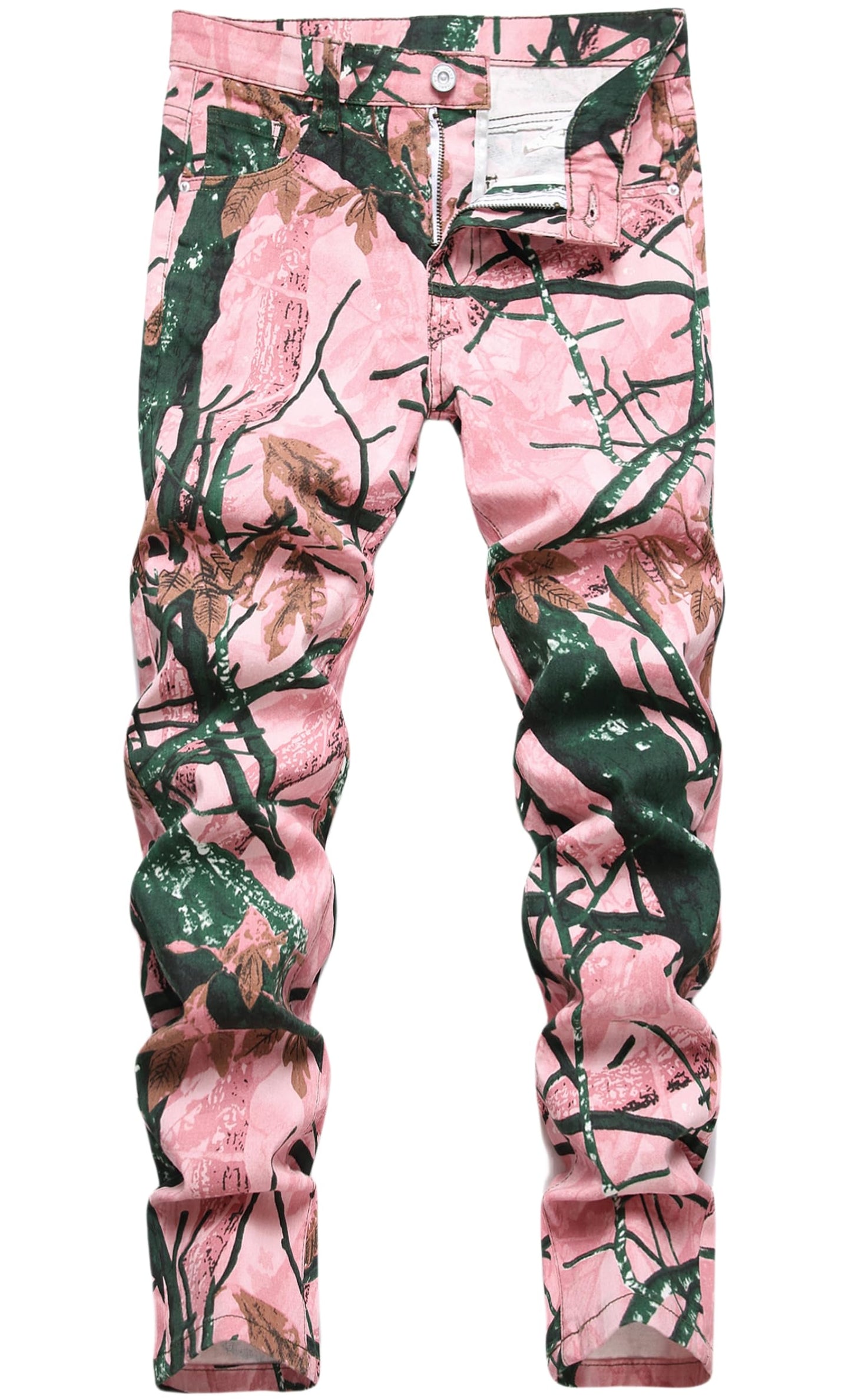 Boy's Skinny Fit Cotton Camo Jeans, Camouflage Printed Fashion Casual Pants