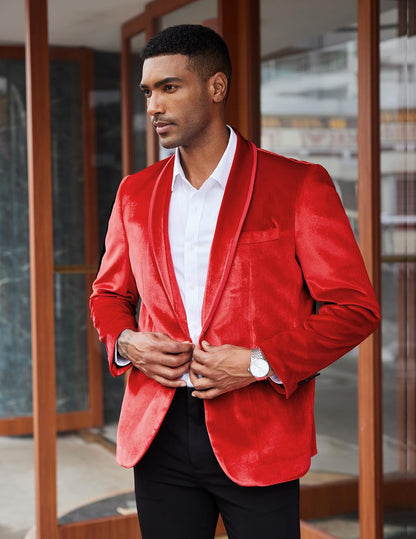COOFANDY Men's Velvet Tuxedo Floral Blazer Jacket One Button Shawl Lapel Suit Jacket for Dinner Prom Party Wedding