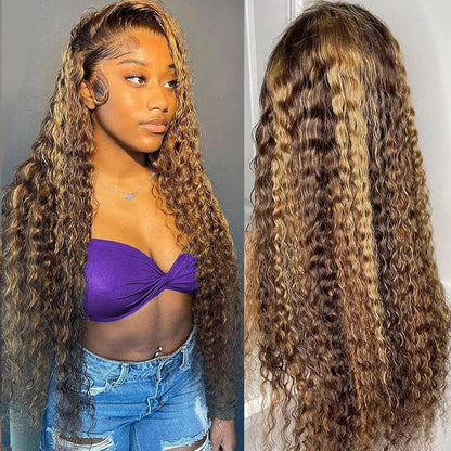 Water Wave 13x6 HD Transparent Lace Front Wigs Human Hair 180 Density Wet and Wavy Human Hair Wigs for Women Curly Lace Front Wig Human Hair Pre Plucked with Baby Hair Natural Color (18 Inch)