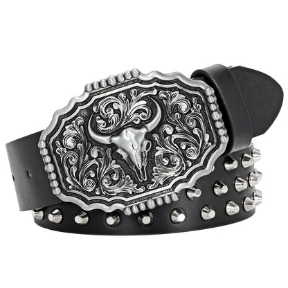 Cowboy Cowgirl Belts for Women Men Western Belts Punk Goth Belt PU Leather Belt With Western Buckle