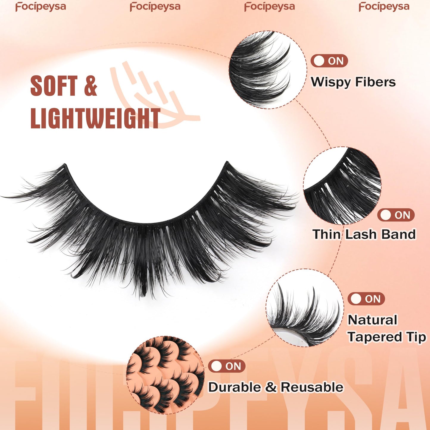 Mink Lashes Full Volume False Eyelashes 18mm Dramatic Faux Mink Eyelashes Natural Look Cat Eye Volume Eye Lashes Multipack by Focipeysa