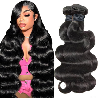14A Body Wave Bundles Human Hair 20 22 24 Inch 100% Brazilian Virgin Real Raw Human Hair Bundles Body Wave Thick Weave Natural Color (20 22 24 Inch)