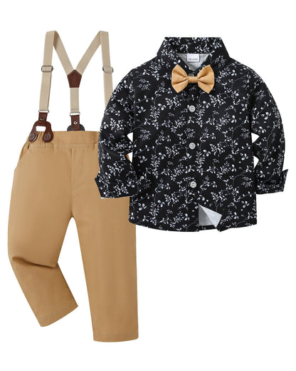 DISAUR Baby Boy Clothes Suits Toddler Dress Shirt With Bowtie Suspender Pants Outfit Sets Gentleman Wedding 1-6 Years