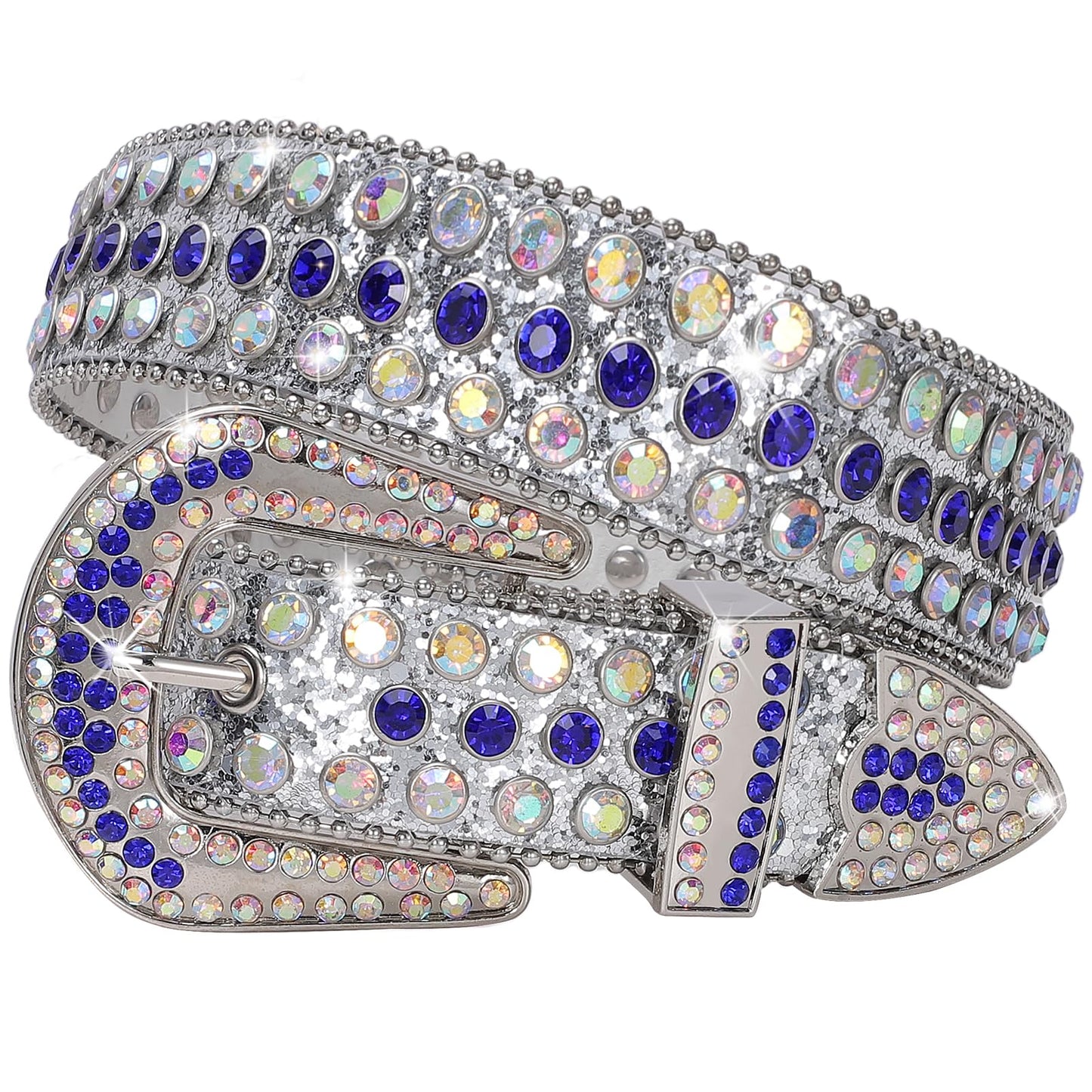 SUOSDEY Rhinestone Belt Unisex Sequin Strap Bling Crystal Western Studs Glitter Luxury Belt for Jeans Pants Dress