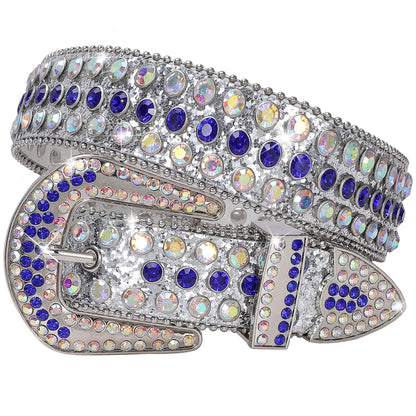 SUOSDEY Rhinestone Belt Unisex Sequin Strap Bling Crystal Western Studs Glitter Luxury Belt for Jeans Pants Dress