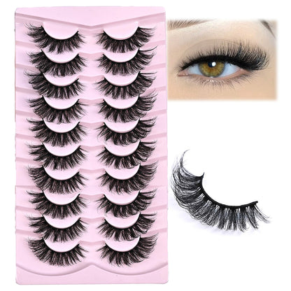 Mink Lashes Fluffy Big Dramatic Thick False Eyelashes, Soft 20mm Volume 3D Faux Mink, 20 Pairs Eyelashes Pack, 25mm Full Strip Lashes That Look Like Extensions