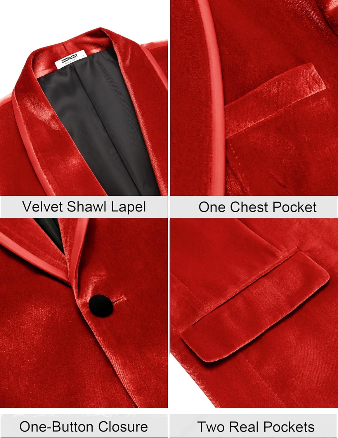 COOFANDY Men's Velvet Tuxedo Floral Blazer Jacket One Button Shawl Lapel Suit Jacket for Dinner Prom Party Wedding