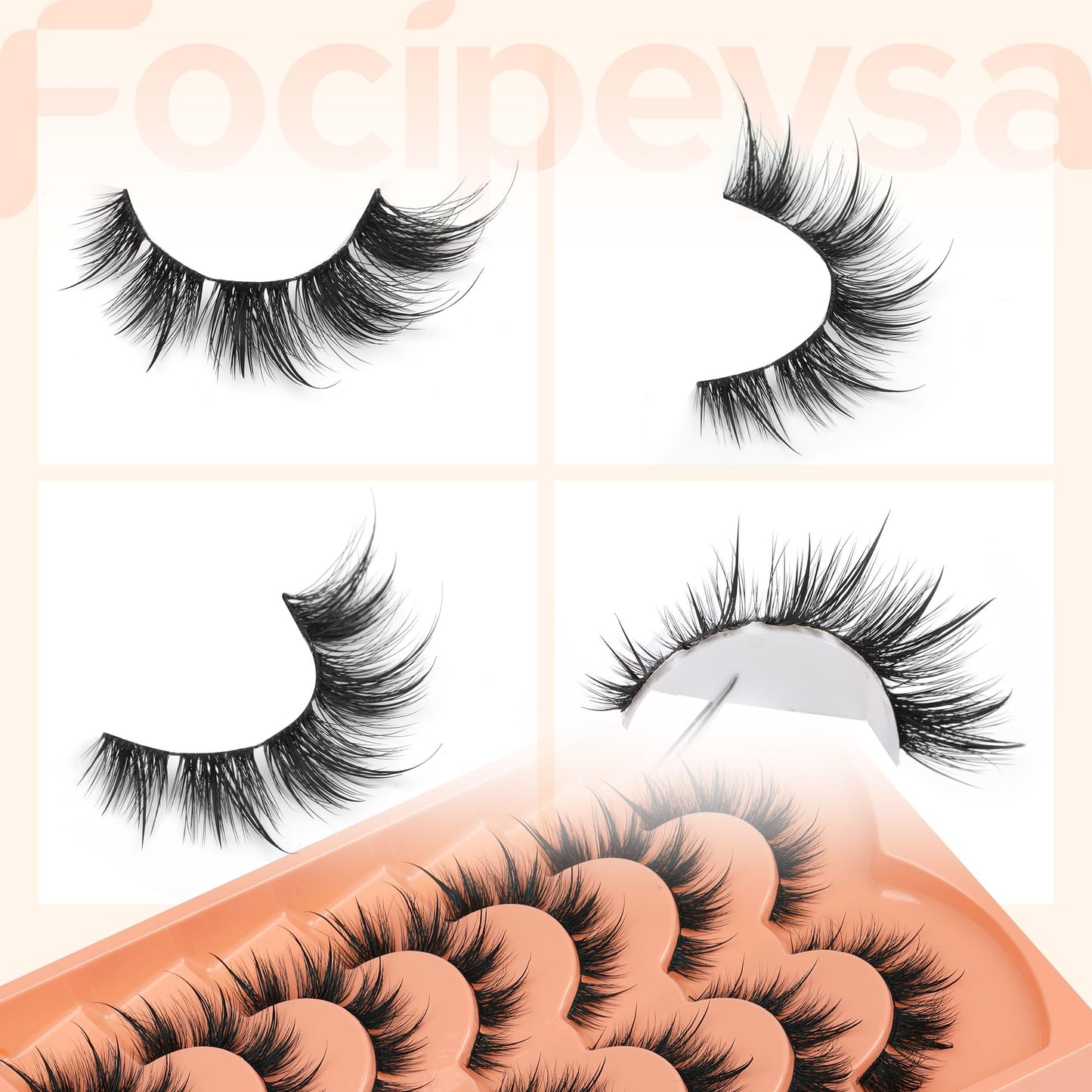 Mink Lashes Full Volume False Eyelashes 18mm Dramatic Faux Mink Eyelashes Natural Look Cat Eye Volume Eye Lashes Multipack by Focipeysa