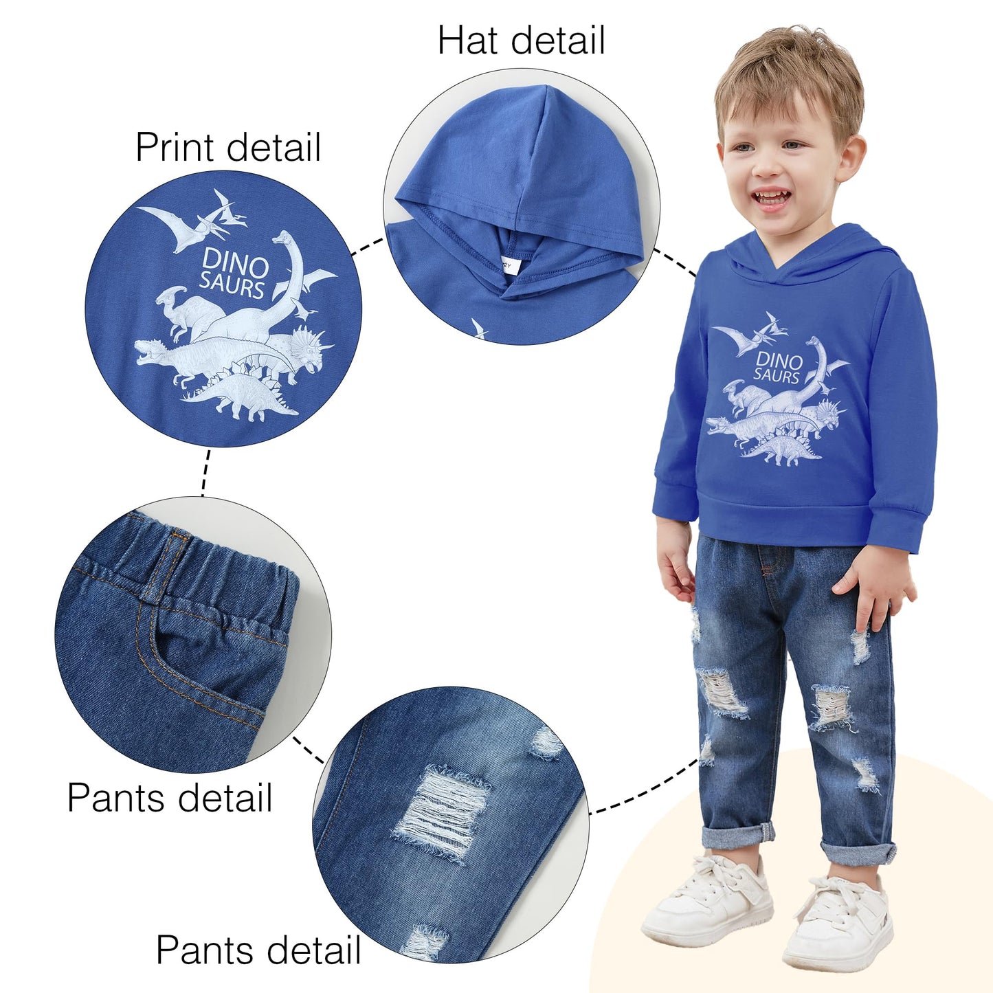 YUEMION Toddler Boy Clothes Long Sleeve Print Hoodies +Denim Pants 2Pcs Fall Winter Sweatshirt Baby Boy Outfits Set 1-6Y