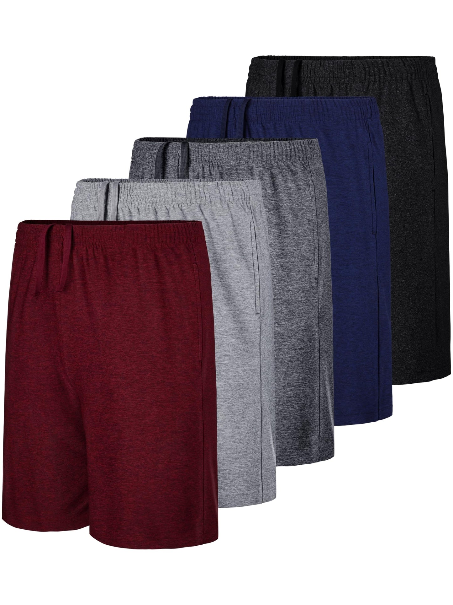 QWE 5 Pack Boys Athletic Shorts Kids Youth Basketball with Pockets Dry-Fit Active Soccer Gym Shorts