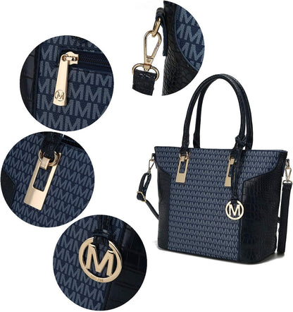 MKF Collection Shoulder Bag for Women, Crossbody Purse & Wristlet: PU Leather Satchel Pocketbook 3 PCs Handbag Set