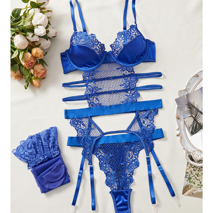 Sexy Lingerie for Women Lingerie Set with Garter Belt Floral Embroidered Lace Bodysuit Teddy Baby Dolls Panty