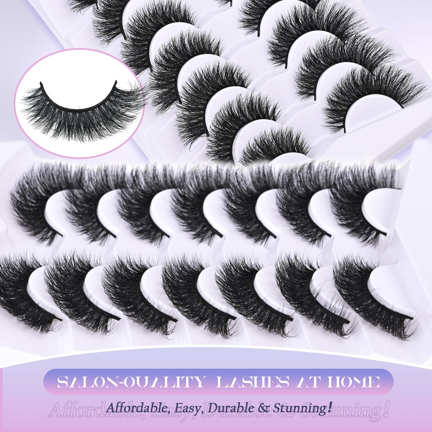 Mink Lashes Strip Eyelashes Volume False Eyelashes that Look Like Extensions Glamour Wispy Curly Fake Lashes 5 Pairs Pack
