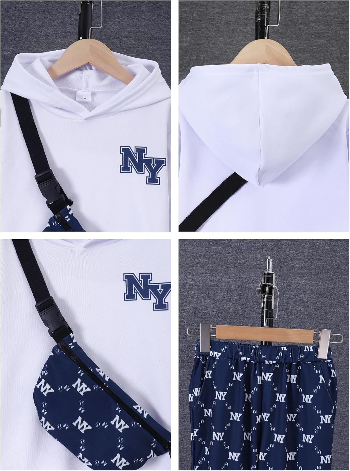 PureChapter Boys' Fashion 3Pcs Pullover Hoodies Sweatshirt Suit Crossbody Bag Stylish Clothes Kids Clothes