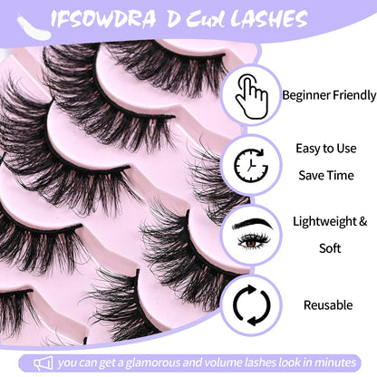 Mink Lashes Fluffy Big Dramatic Thick False Eyelashes, Soft 20mm Volume 3D Faux Mink, 20 Pairs Eyelashes Pack, 25mm Full Strip Lashes That Look Like Extensions