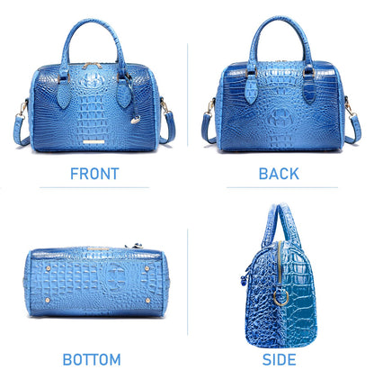 Top-Handle Crocodile Purses For Women Crossbody Leather Bags Trendy Large Capacity Tote with Shoulder Strap