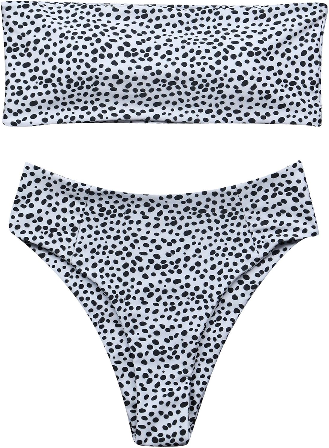 OMKAGI Women Bandeau Bikini Swimsuits Cheeky Off Shoulder Bathing Suit