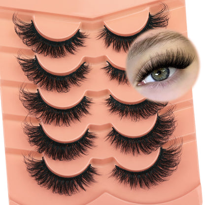 Mink Lashes Fluff False Eyelashes 20-22mm Dramatic Full Wispy Eye Lashes 8D Volume Curly Fake Eyelashes 7 Pairs Faux Mink Lashes Multipack by TOOCHUNAG