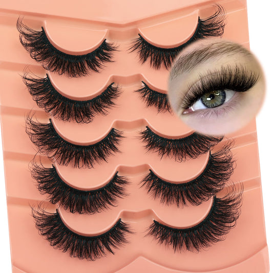 Mink Lashes Fluff False Eyelashes 20-22mm Dramatic Full Wispy Eye Lashes 8D Volume Curly Fake Eyelashes 7 Pairs Faux Mink Lashes Multipack by TOOCHUNAG