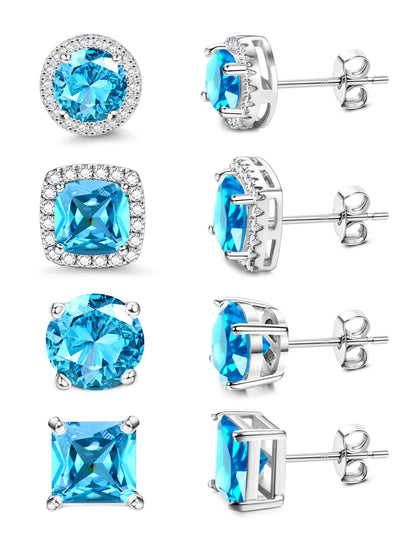 MILACOLATO Cubic Zirconia Stud Earrings for Women Men | 18K Gold Plated Hypoallergenic Sterling Silver Post Earrings | Big Brilliant Simulated Diamond CZ Halo Stud Earrings for Sensitive Ears