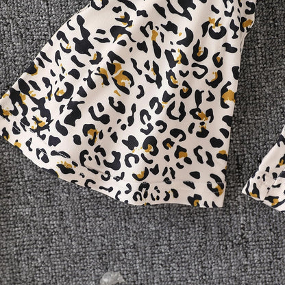 Toddler Girl Clothes Long Sleeve Cartoon & Letter Graphic Top + Fruit Stationery Print Flared Leg Pants