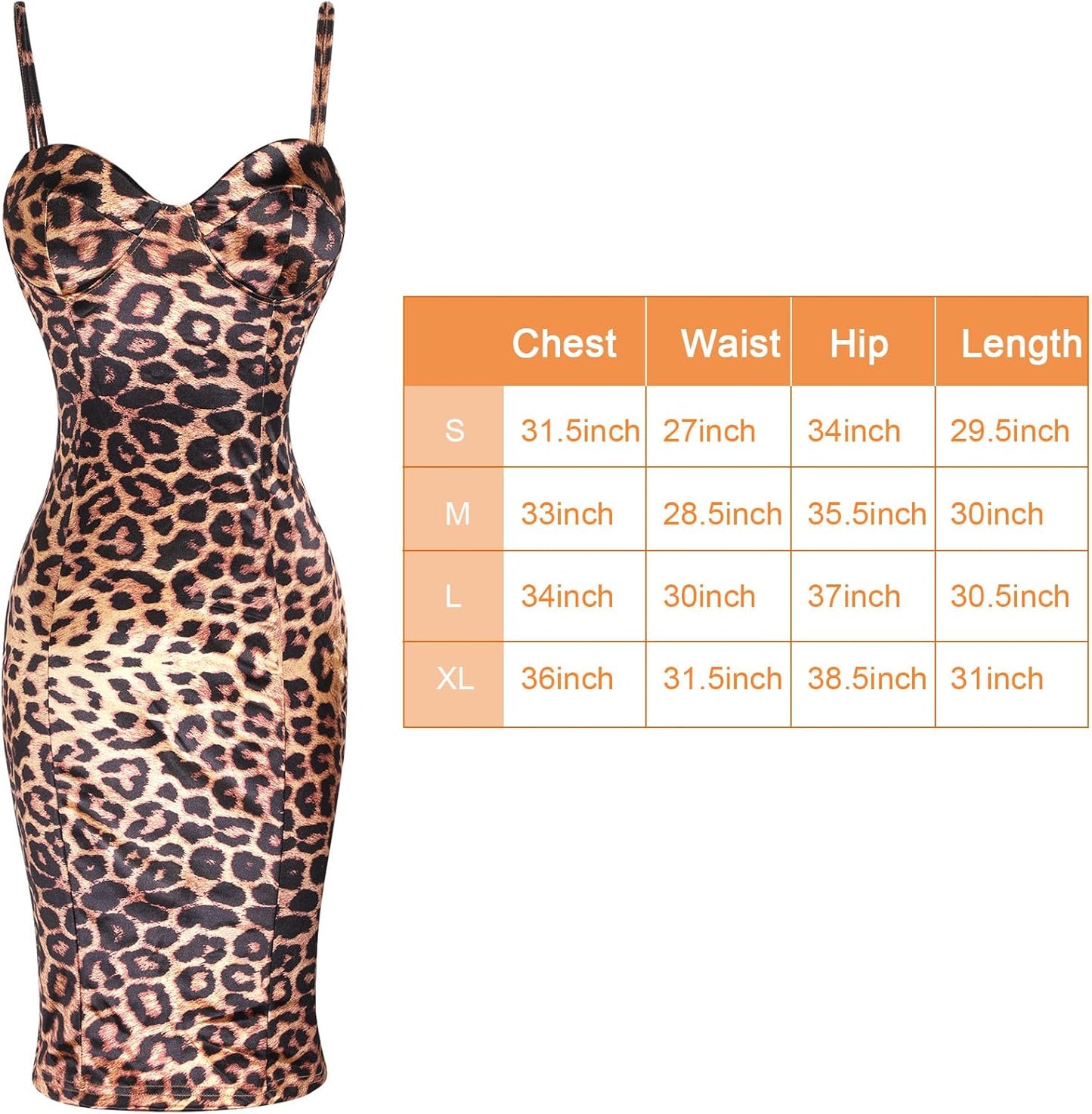 Haysandy 5 Pcs Women Leopard Sleeveless Jewelry Set Cami Dress Earring Necklace Bracelet Purse Date Club Costume