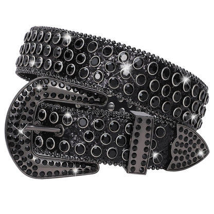 SUOSDEY Rhinestone Belt Unisex Sequin Strap Bling Crystal Western Studs Glitter Luxury Belt for Jeans Pants Dress