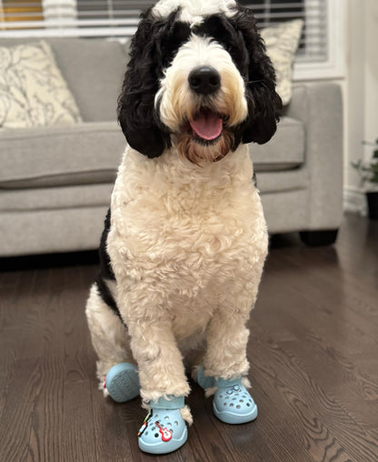 Dog Shoes: Non-Slip Waterproof Sandals for Hot Pavement, Breathable Perforated Boots, Large/Medium/Small Sizes, Ideal Paw Protector, Outdoor Clog Booties (Green Marble, Size 1)