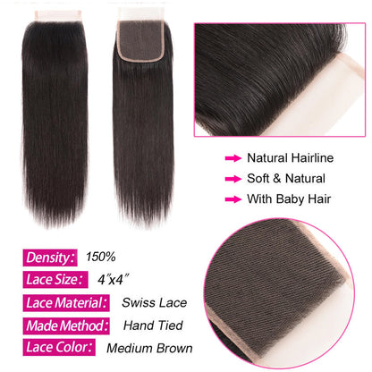 Straight Bundles Human Hair 10A Human Hair 3 Bundles Straight Hair 22 24 26 Inch Brazilian Virgin Deals Human Hair Extensions Natural Color