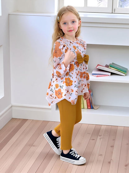 Toddler Kid Girl Clothes Ruffle Sleeve High Low Top Floral Allover Pants Fall Winter Outfit Set
