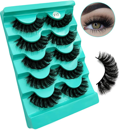 Mink Lashes Strip Eyelashes Volume False Eyelashes that Look Like Extensions Glamour Wispy Curly Fake Lashes 5 Pairs Pack