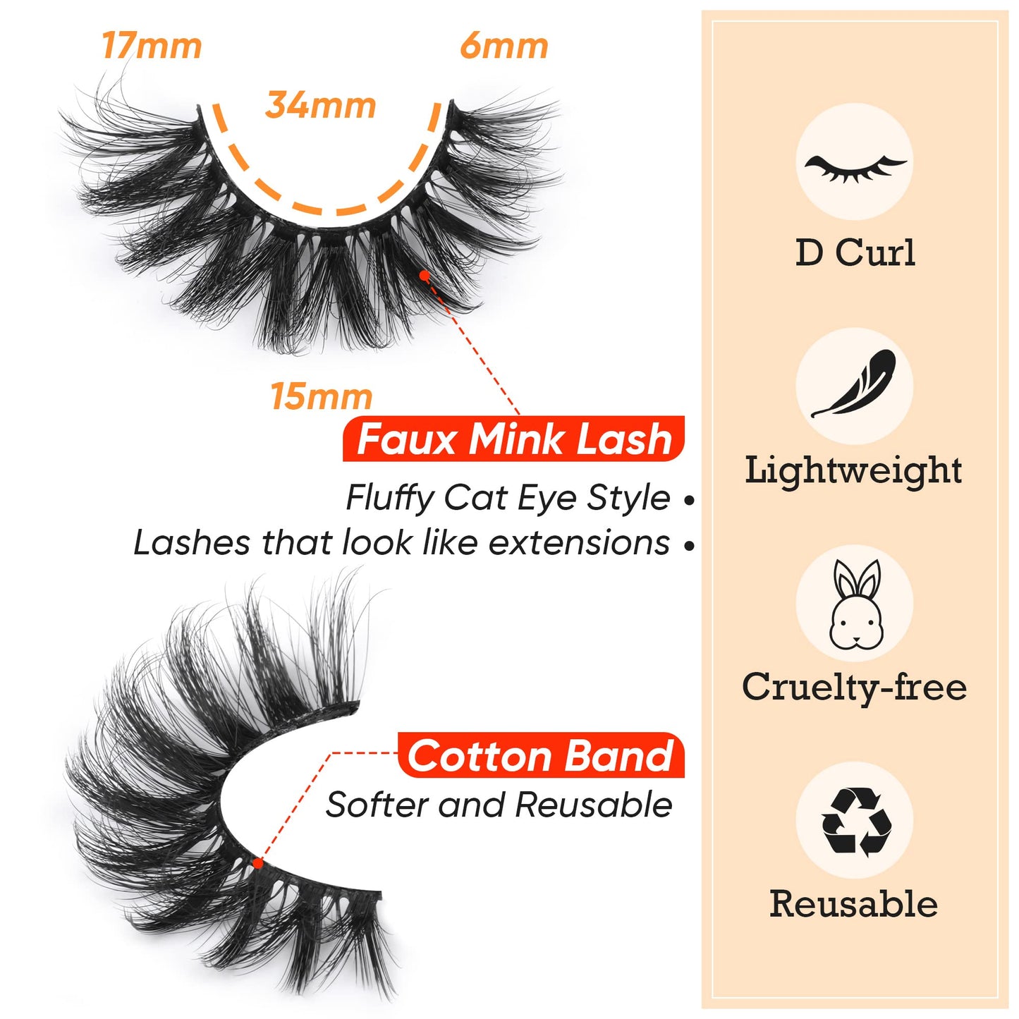 Mink Lashes Full Volume False Eyelashes 18mm Dramatic Faux Mink Eyelashes Natural Look Cat Eye Volume Eye Lashes Multipack by Focipeysa