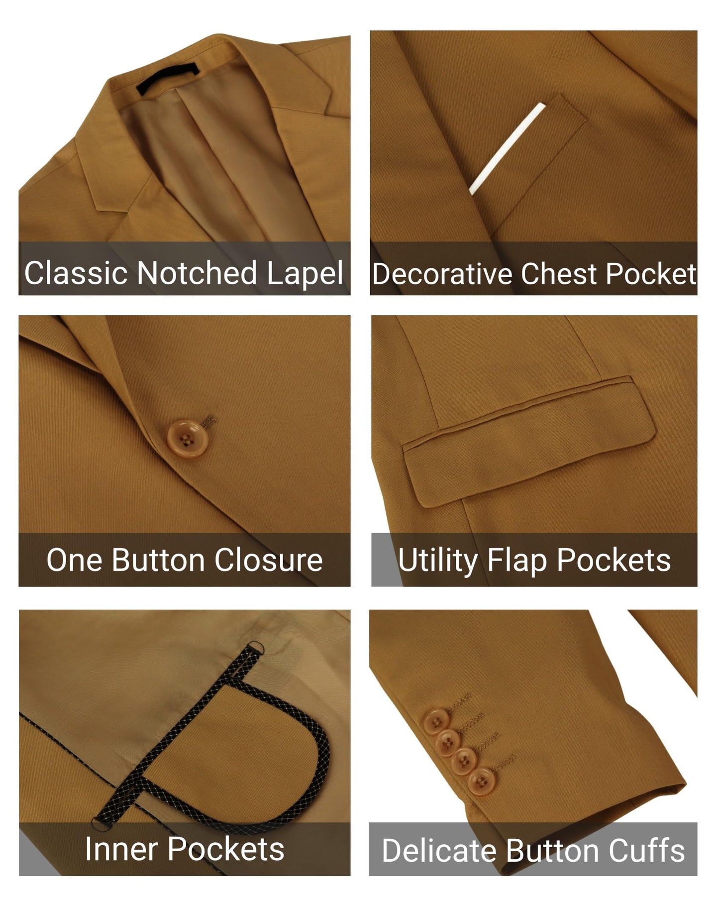 Cloudstyle Mens 3-Piece Suit Notched Lapel One Button Slim Fit Formal Jacket Vest Pants Set