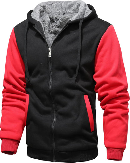 GXAMOY Men's Winter Fleece Hoodies for Men Heavyweight Warm Thick Full Zip Up Sweatshirt Outerwear