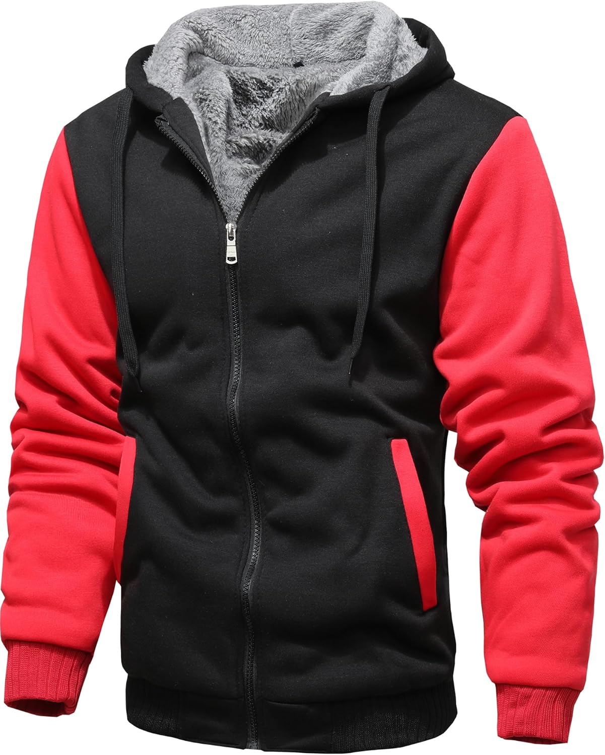 GXAMOY Men's Winter Fleece Hoodies for Men Heavyweight Warm Thick Full Zip Up Sweatshirt Outerwear