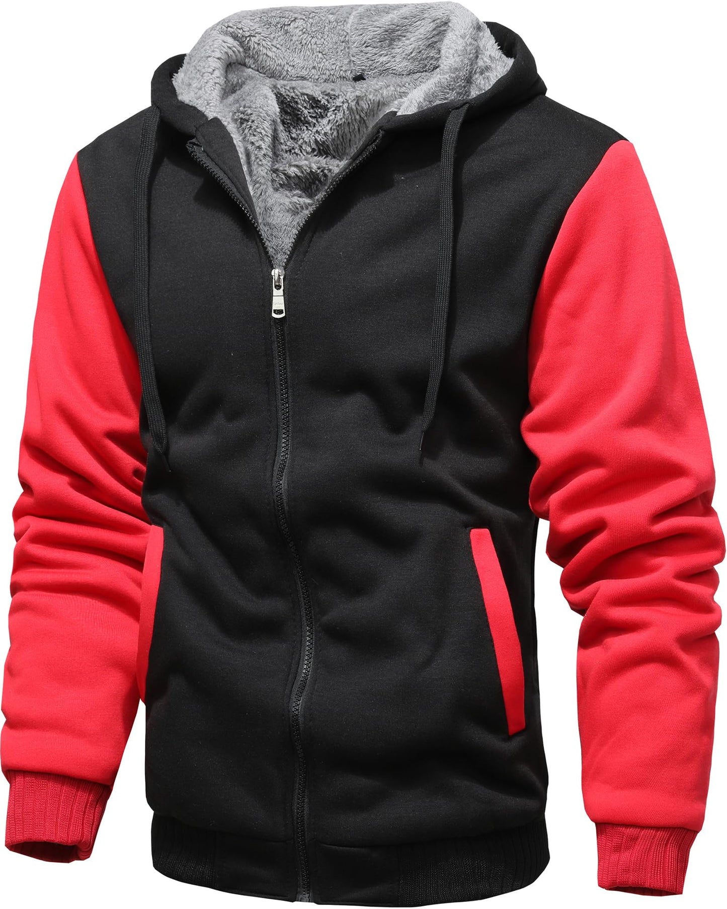 GXAMOY Men's Winter Fleece Hoodies for Men Heavyweight Warm Thick Full Zip Up Sweatshirt Outerwear