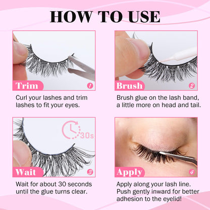 Mink Lashes Fluff False Eyelashes 20-22mm Dramatic Full Wispy Eye Lashes 8D Volume Curly Fake Eyelashes 7 Pairs Faux Mink Lashes Multipack by TOOCHUNAG